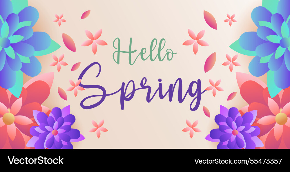 Hello spring web banner greeting card background Vector Image