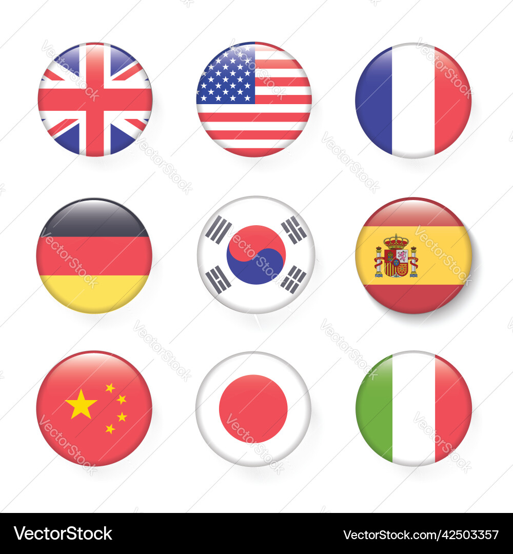 International flag set in circle design element vector image