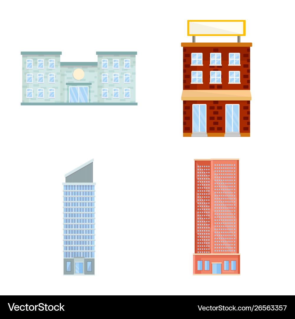 Isolated object facade and building icon set Isolated object facade and building icon set Vector Image