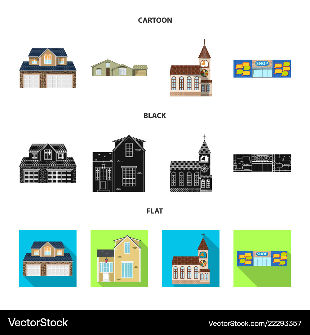 Isolated object of building and front icon set Isolated object of building and front icon set vector image