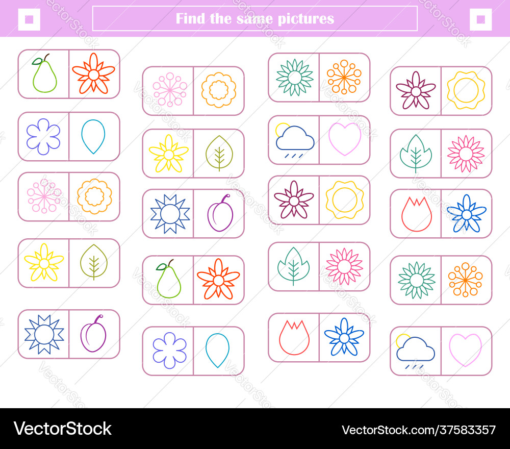 Logic game for children find and connect identic Logic game for children find and connect identic vector image
