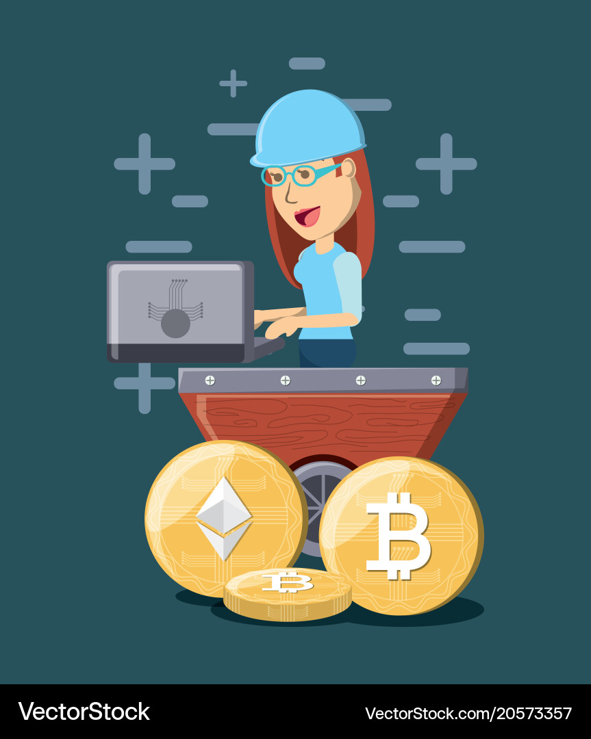 Mining cryptocoins design vector image
