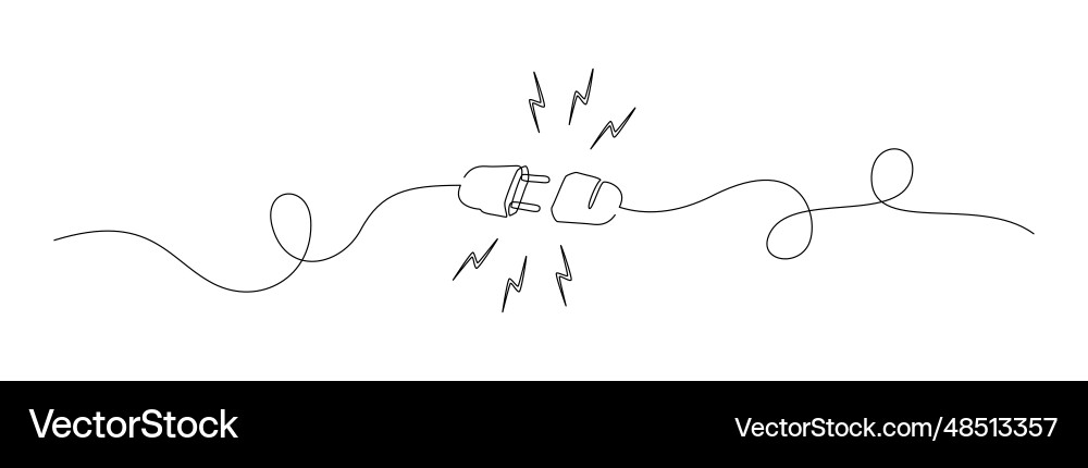 One continuous line drawing of plug inserting Vector Image