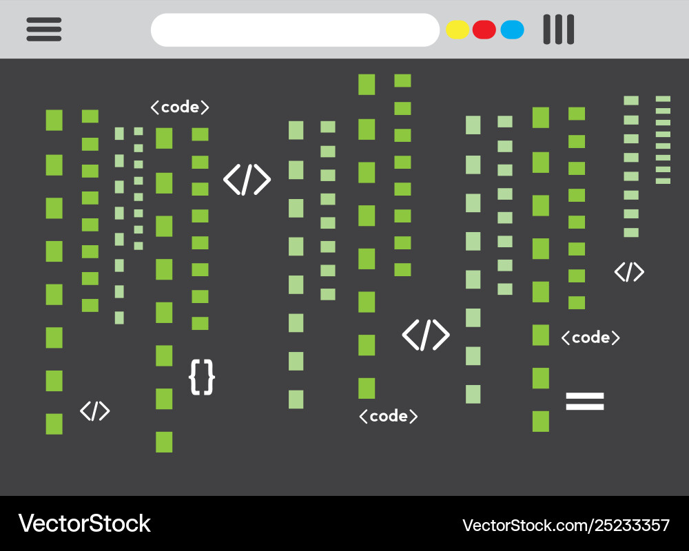 Programming code on a browser window vector image