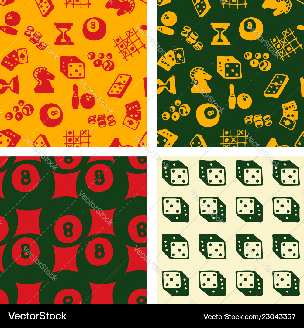 Seamless patterns - hand drawn game objects vector image