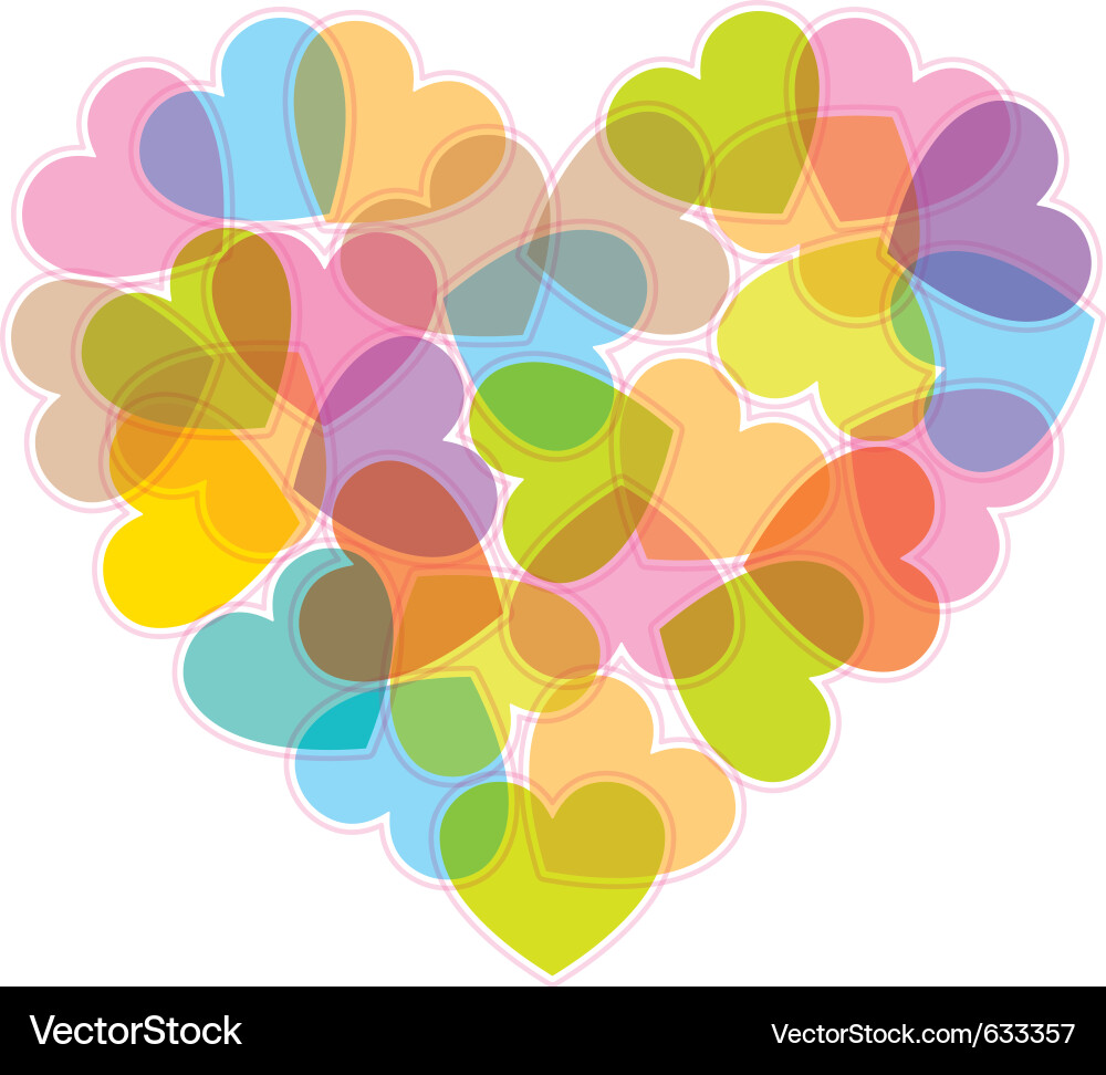 Valentine with color multi-heart Vector Image