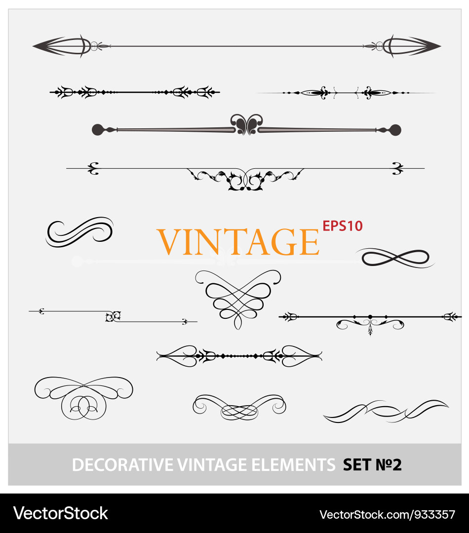 Vintage Scroll & Border Elements Set vector image