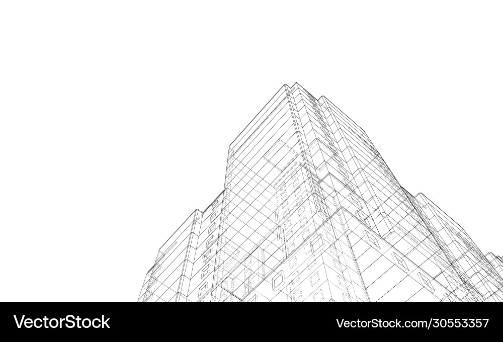 Wire-frame model a multi-storey building Wire-frame model a multi-storey building vector image