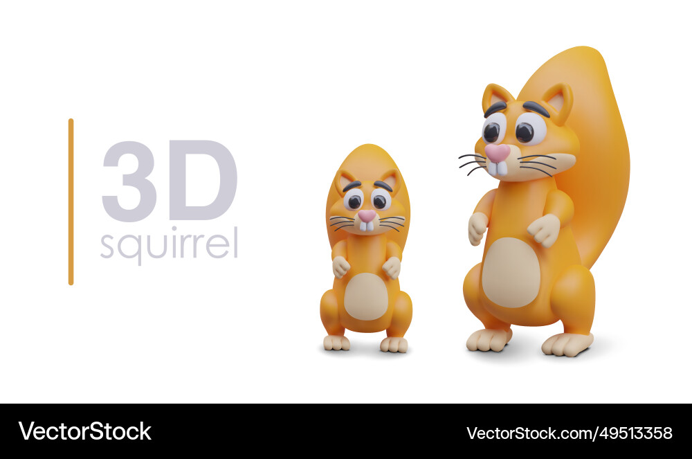 Big and small squirrel front side view Vector Image