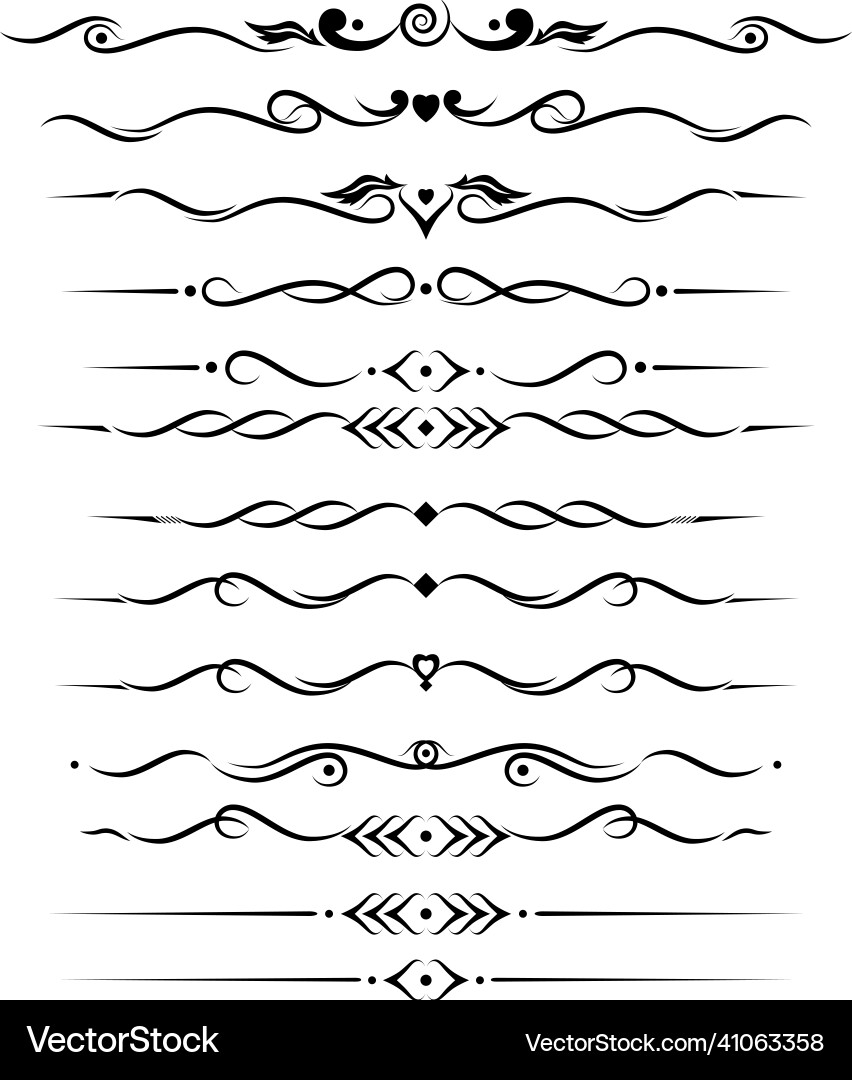 Black and white set of delimiters for text divide Black and white set of delimiters for text divide vector image