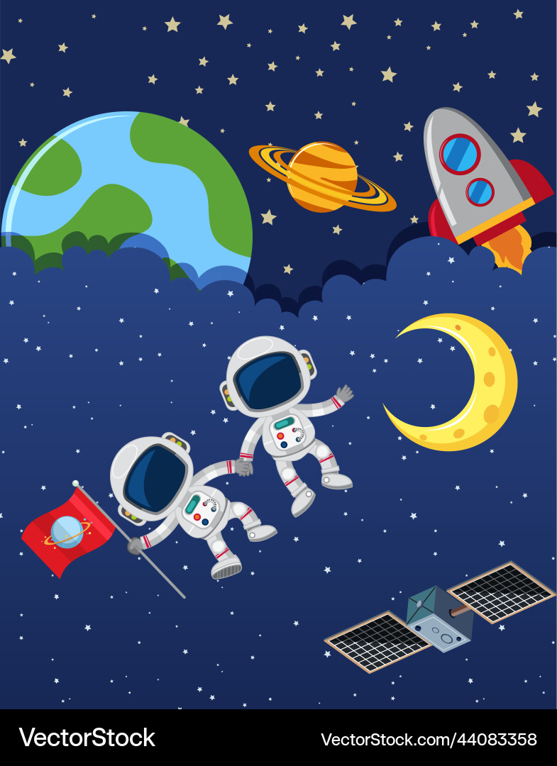 Cartoon space background template Cartoon space background template vector image