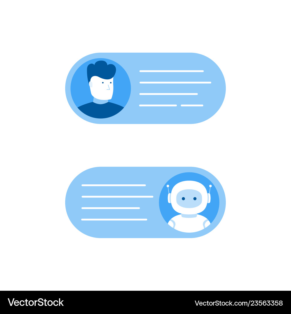 Chatbot concept man chatting with chat bot Chatbot concept man chatting with chat bot vector image