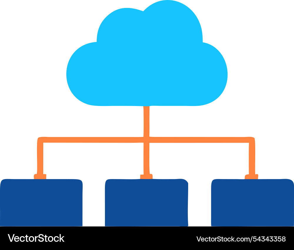 Cloud computing symbol with servers and network Vector Image