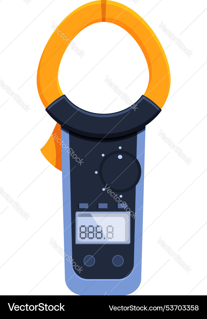 Digital clamp meter showing measurement result Digital clamp meter showing measurement result Vector Image
