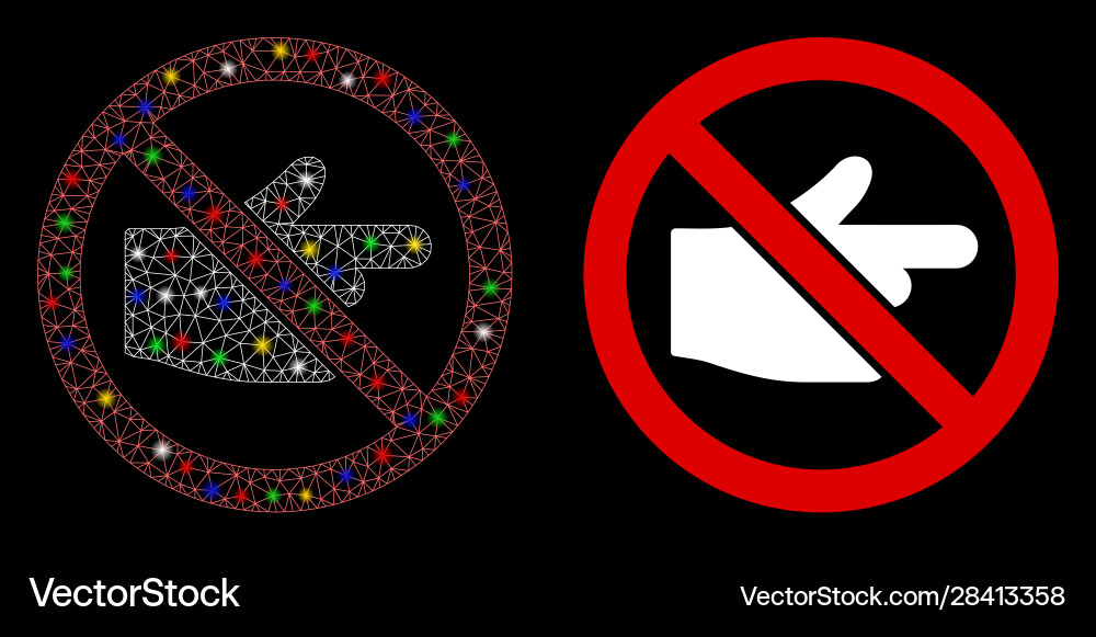 Flare mesh network no index finger icon with Flare mesh network no index finger icon with Vector Image