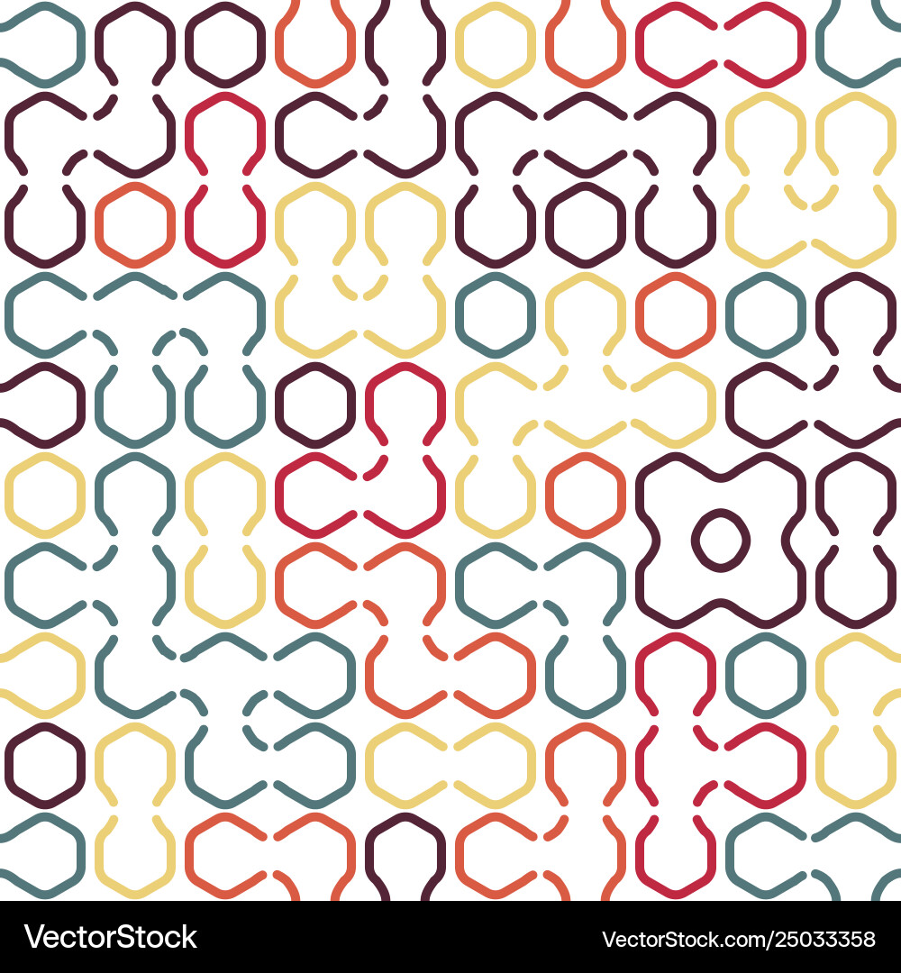 Geometric colored hexagon forms seamless pattern Geometric colored hexagon forms seamless pattern vector image