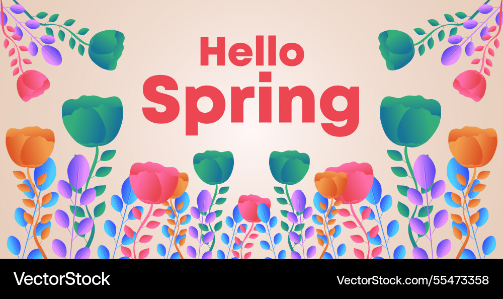 Hello spring web banner greeting card background Hello spring web banner greeting card background Vector Image