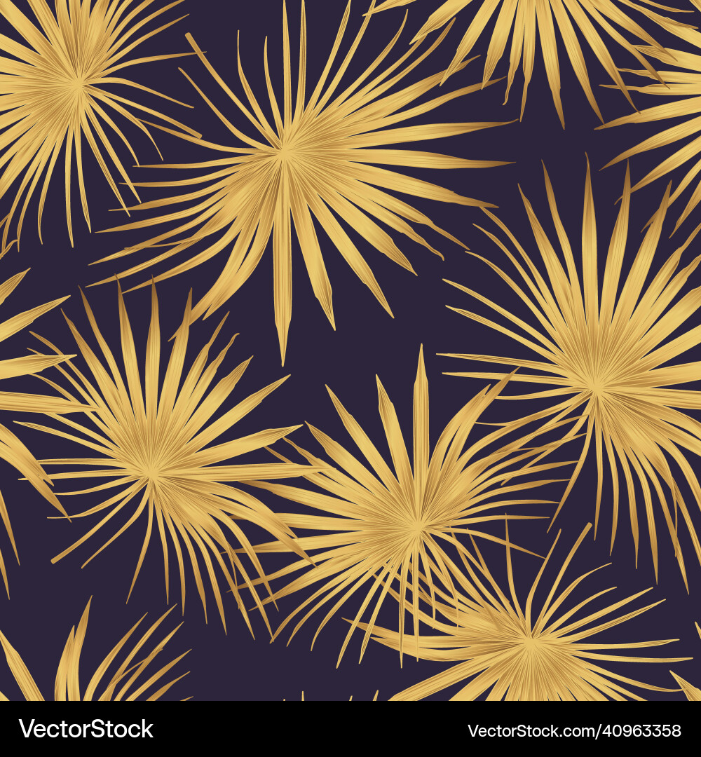 Nature seamless golden fan palm leaves pattern Nature seamless golden fan palm leaves pattern Vector Image