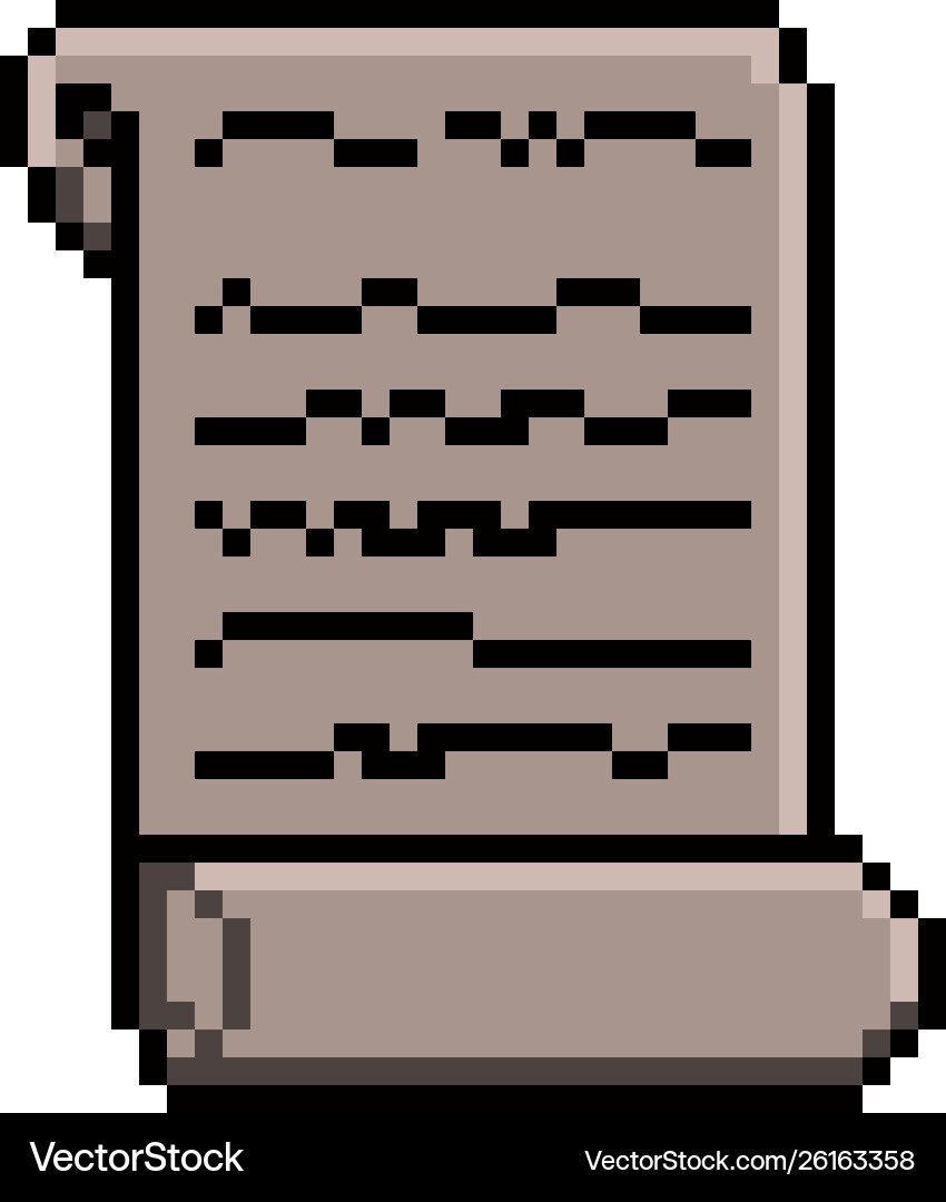 Pixelated Scroll Icon - Parchment vector image