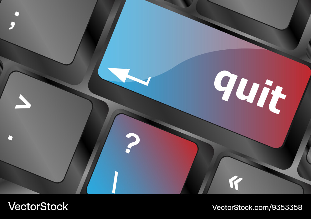 Quit button on black internet computer keyboard vector image