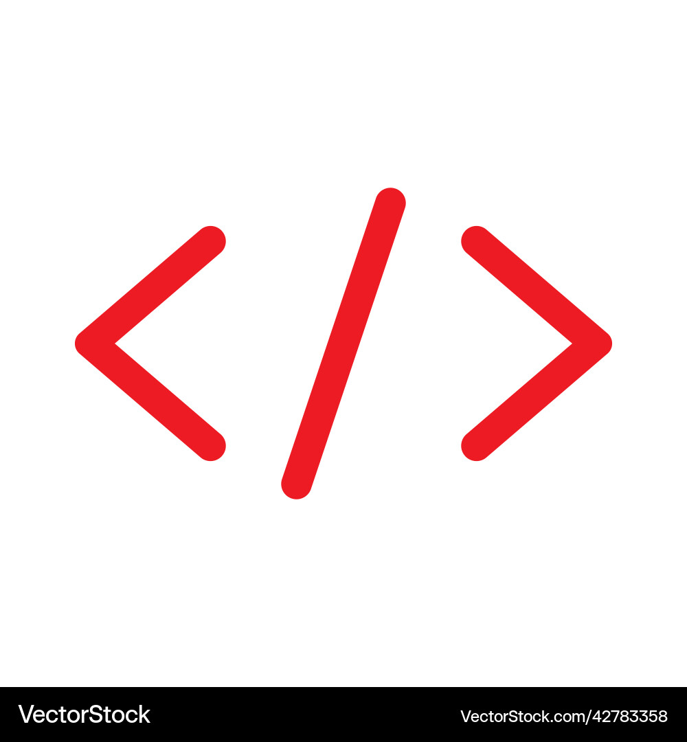 Red code line art icon Red code line art icon vector image