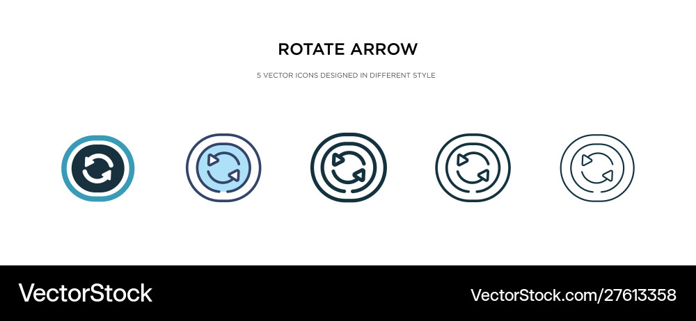 Rotate arrow icon in different style two colored Rotate arrow icon in different style two colored vector image