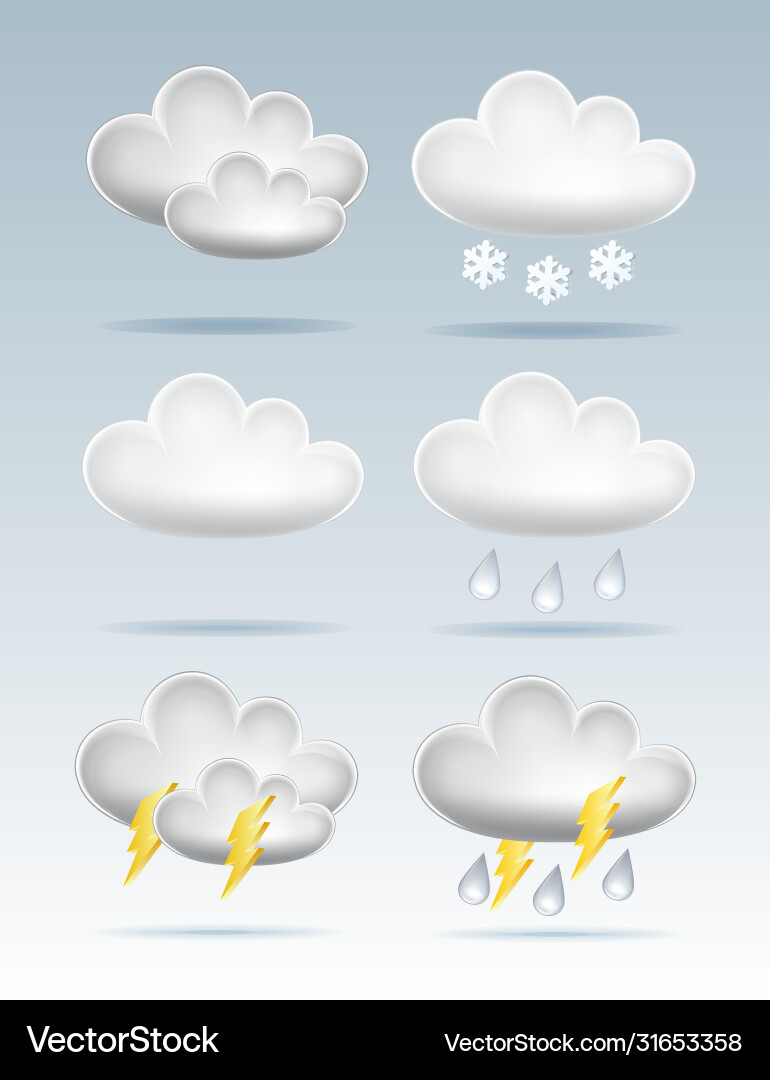 Set cloud icons in cartoon style on blue Set cloud icons in cartoon style on blue Vector Image
