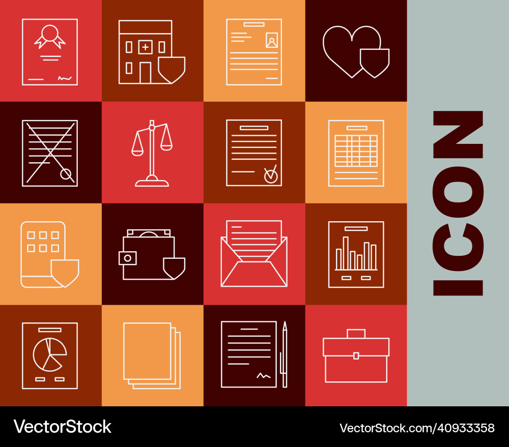 Set line briefcase document with graph chart Set line briefcase document with graph chart vector image