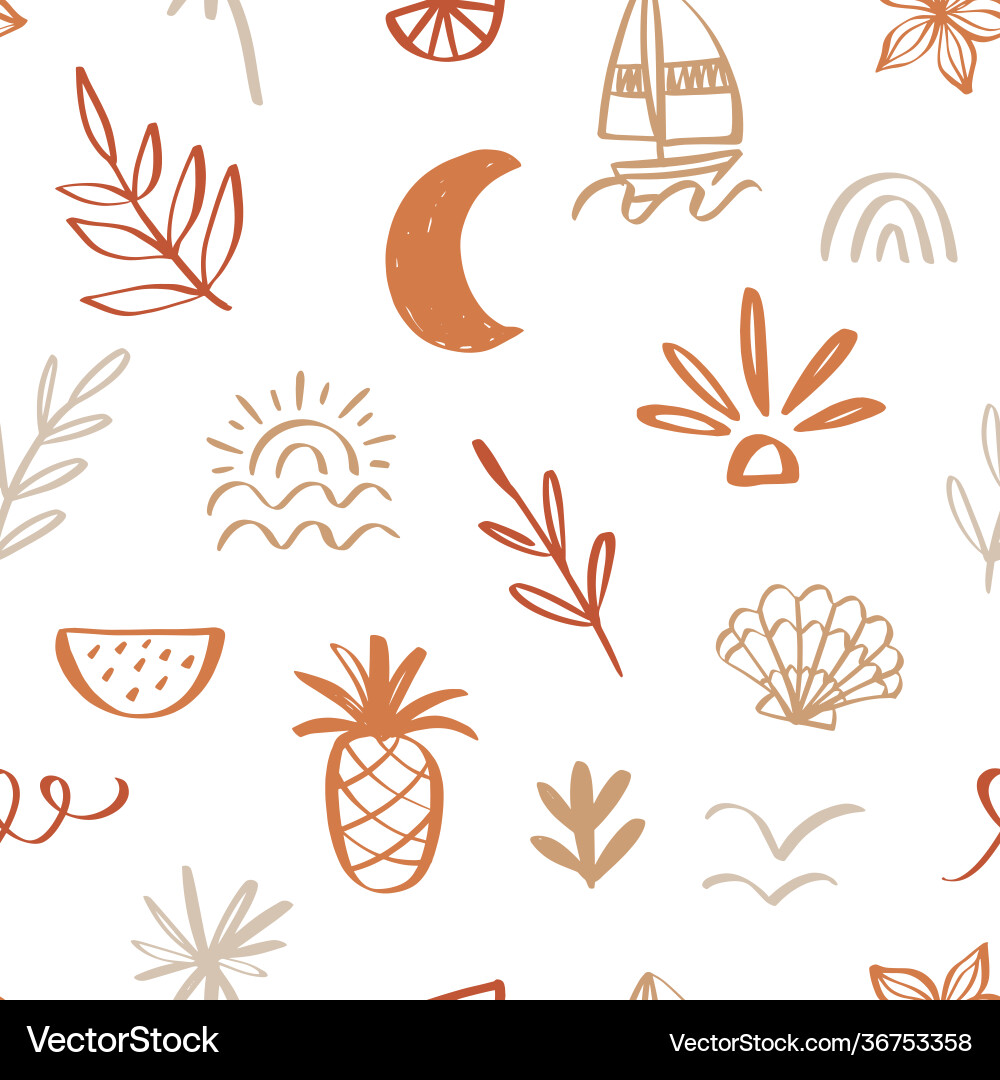 Tropical beach summer seamless pattern Royalty Free Vector