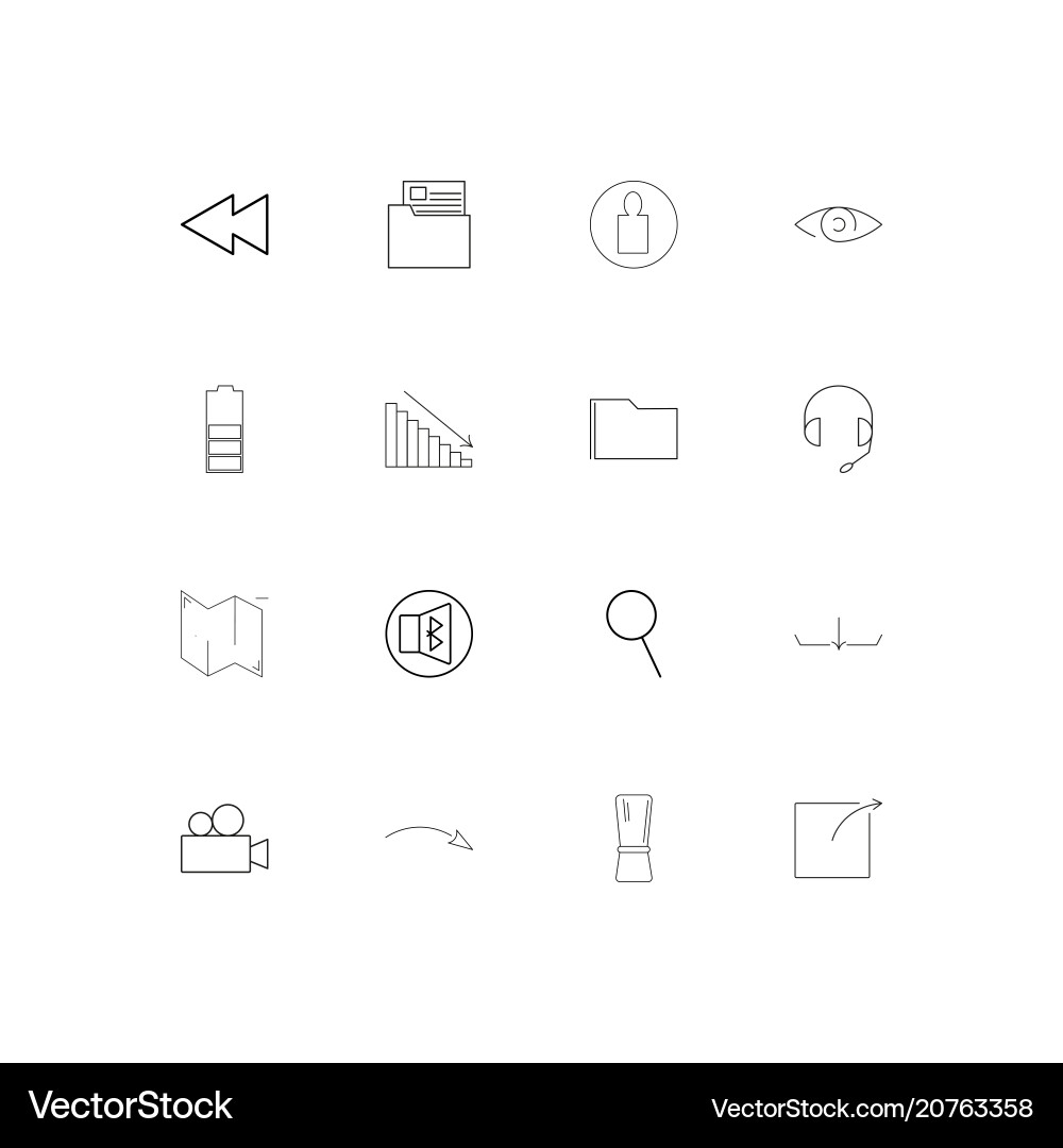 User interface linear thin icons set outlined vector image