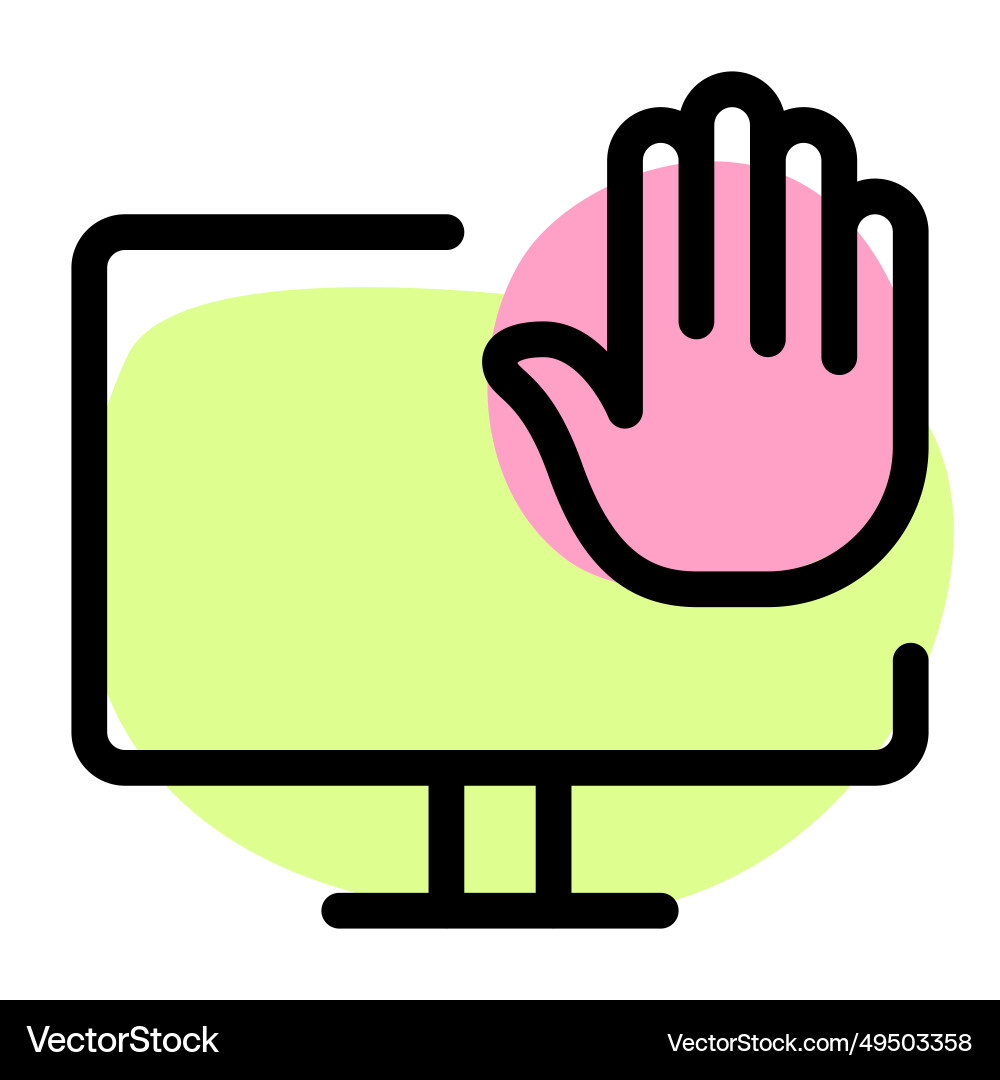 Using hand to stop desktop operations vector image