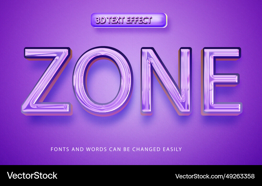 Zone esports 3d editable text effect style Vector Image