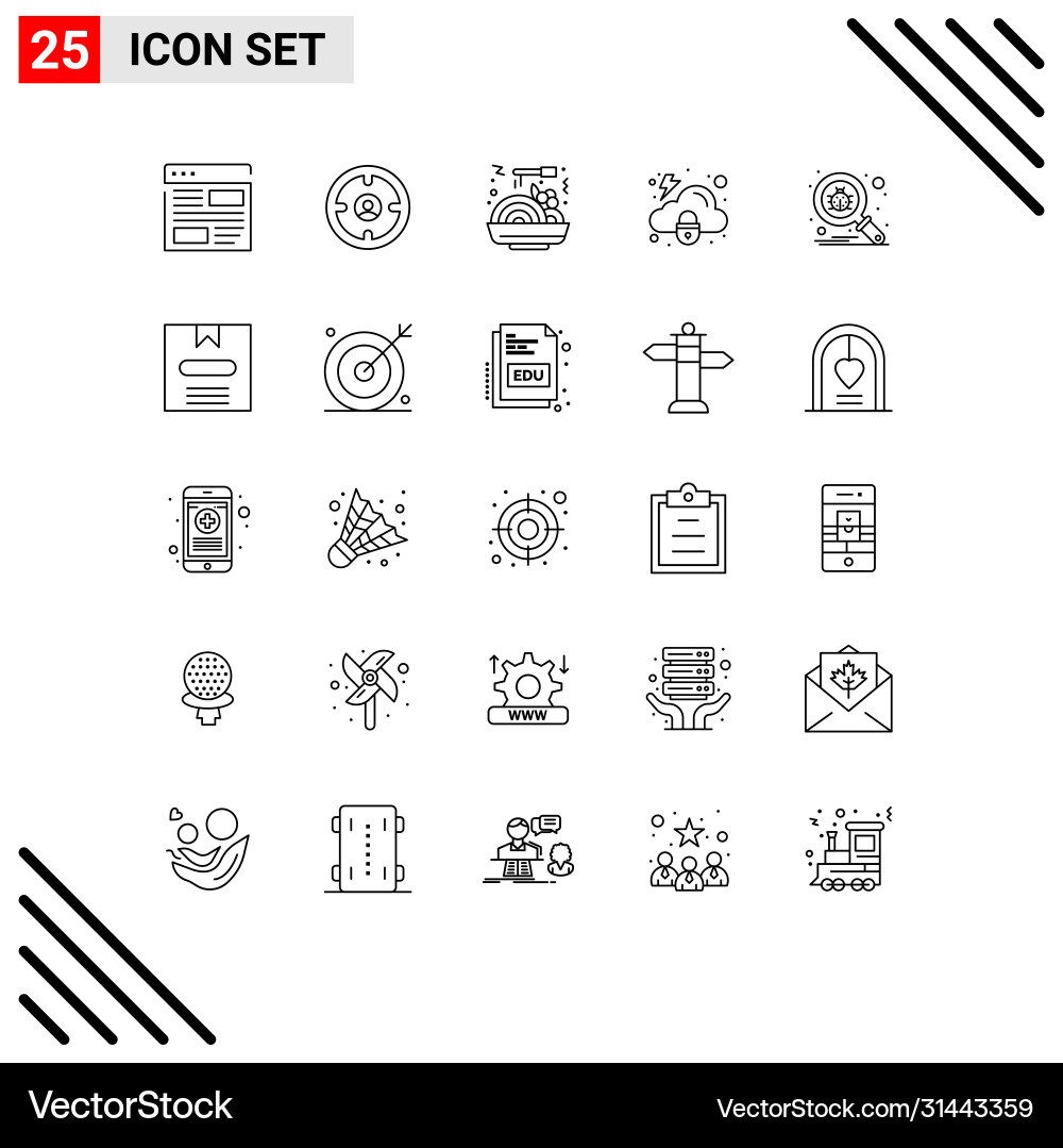 25 universal lines set for web and mobile Vector Image