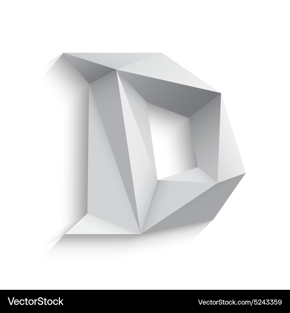 3D White Letter D Polygon Vector Image