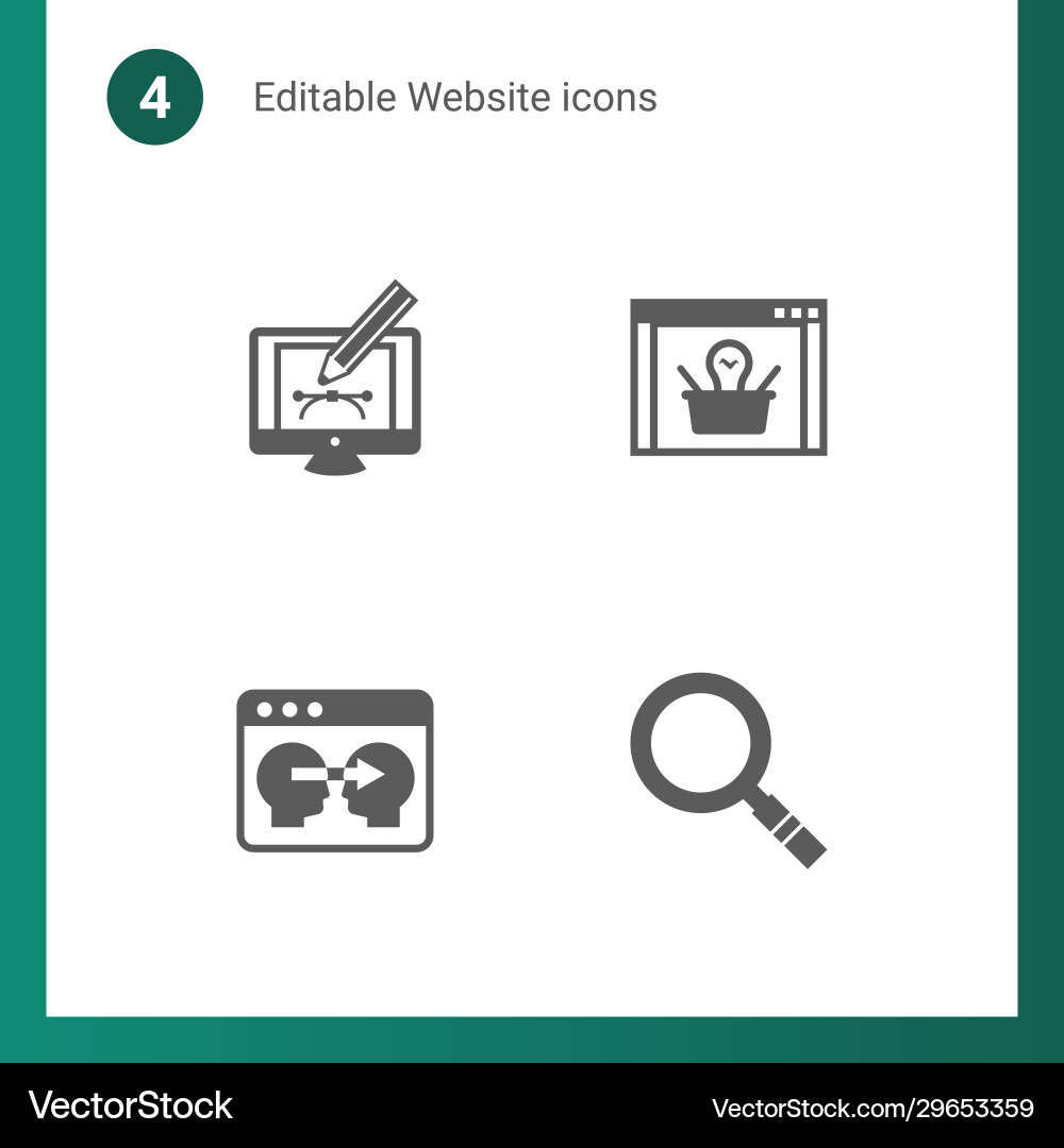 4 website filled icons set isolated 4 website filled icons set isolated vector image