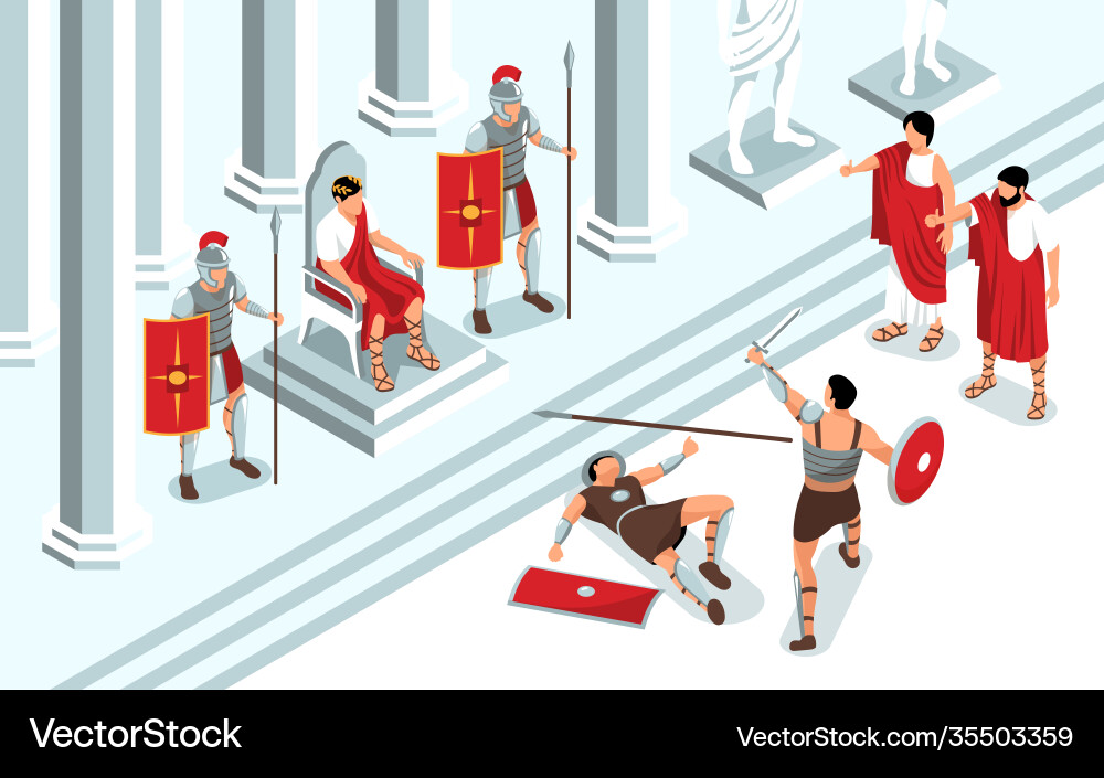 Ancient gladiators fight composition Royalty Free Vector