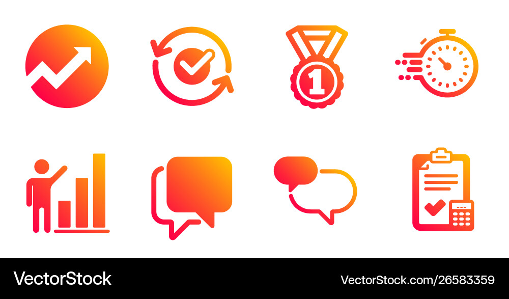 Audit chat message and approved icons set timer Audit chat message and approved icons set timer Vector Image