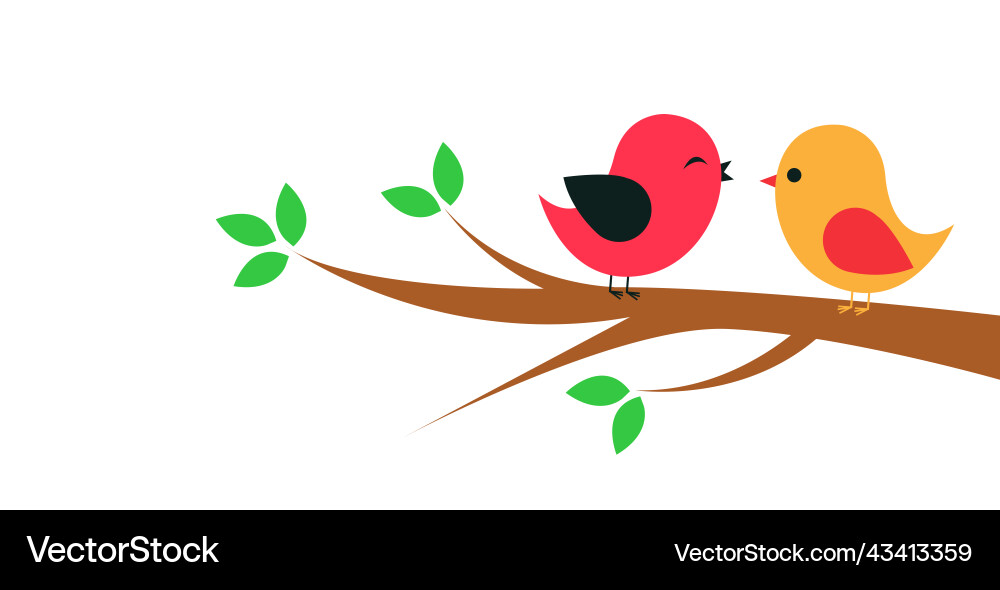 Bird with spring tree Vector Image