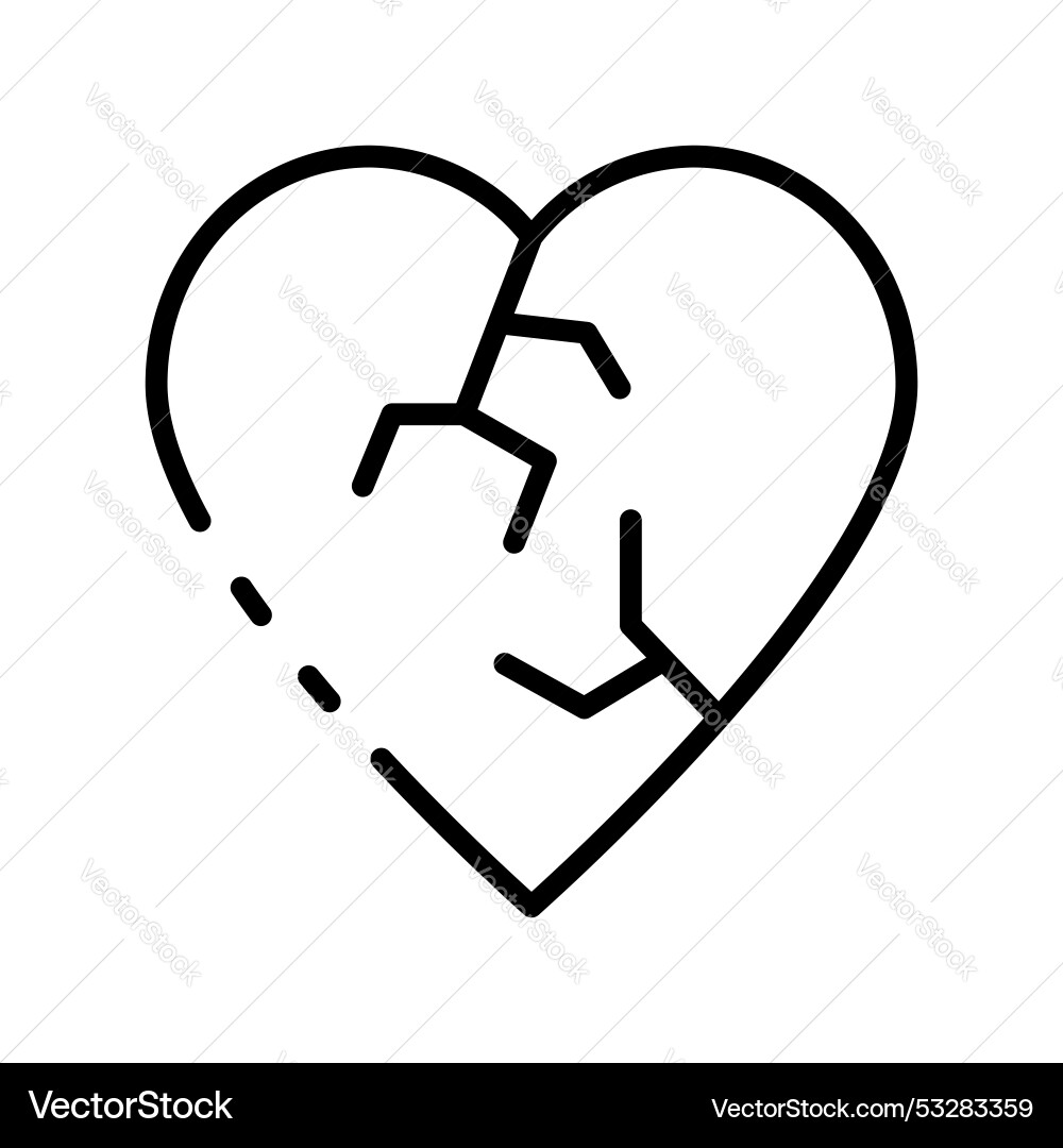 Broken heart icon outline style design isolated Vector Image