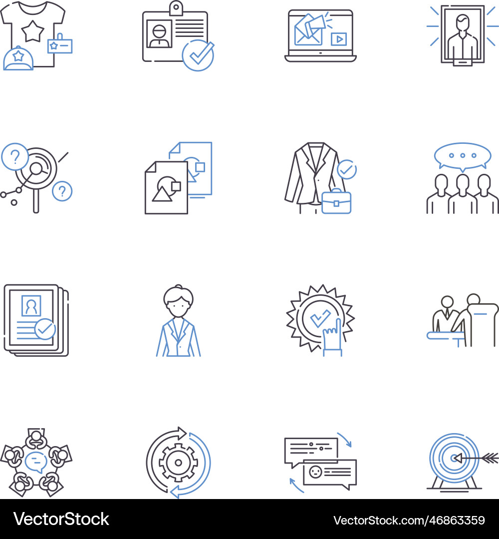 Business modeling line icons collection strategy Business modeling line icons collection strategy vector image