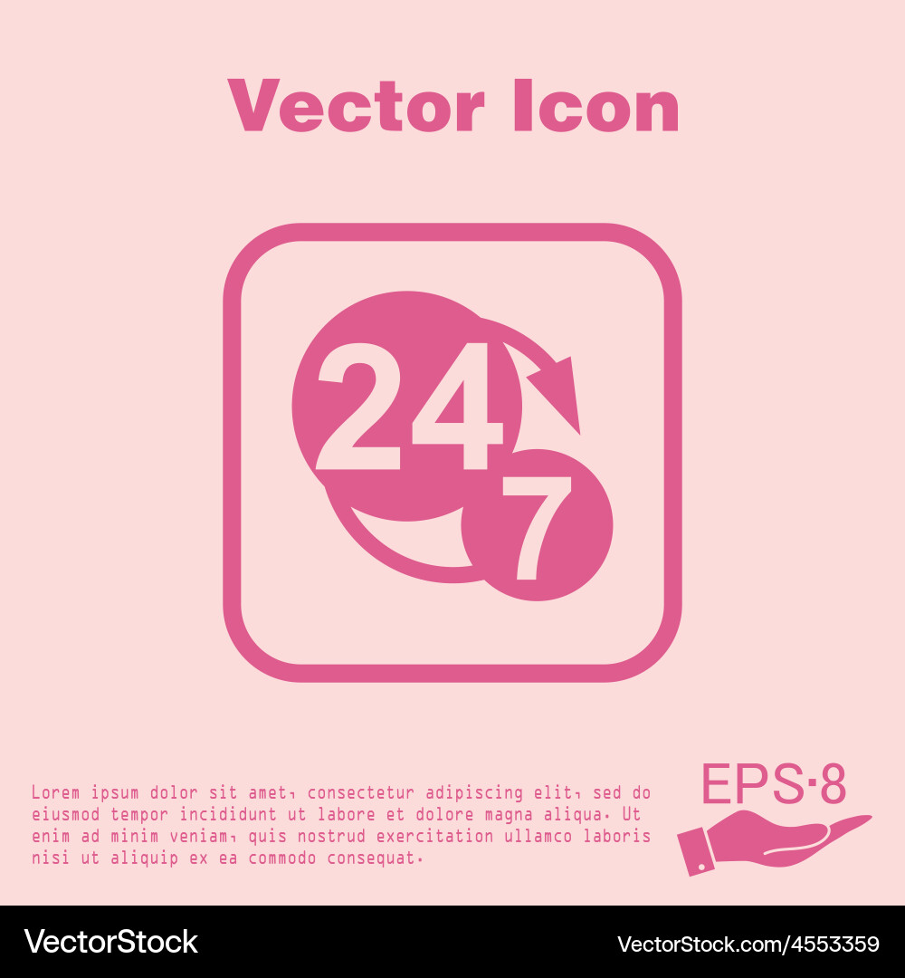 Character 24 7 open hours a day and days Vector Image