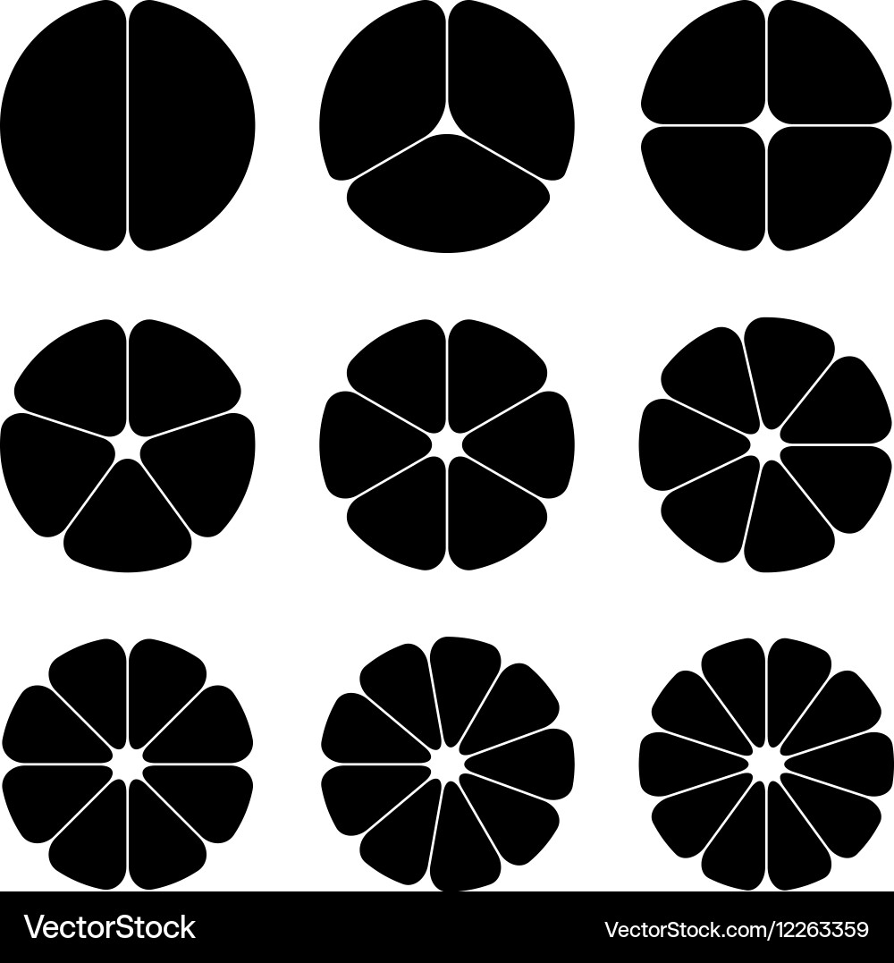 Circular Segment Icons - Pie Slice Shapes vector image