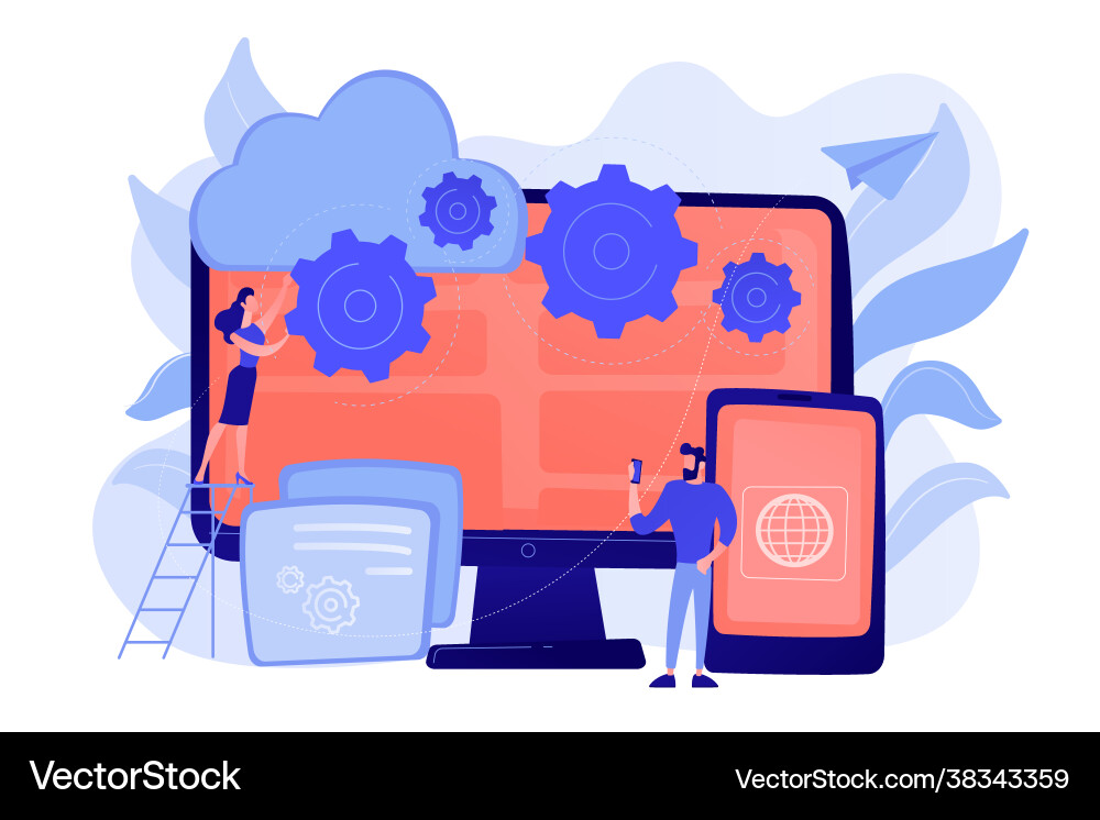 Cross-platform programming concept Cross-platform programming concept vector image