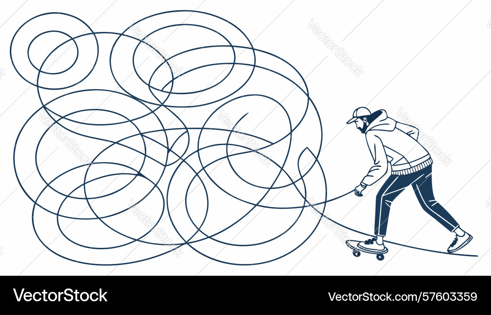 Dynamic skater in abstract circular movement Vector Image