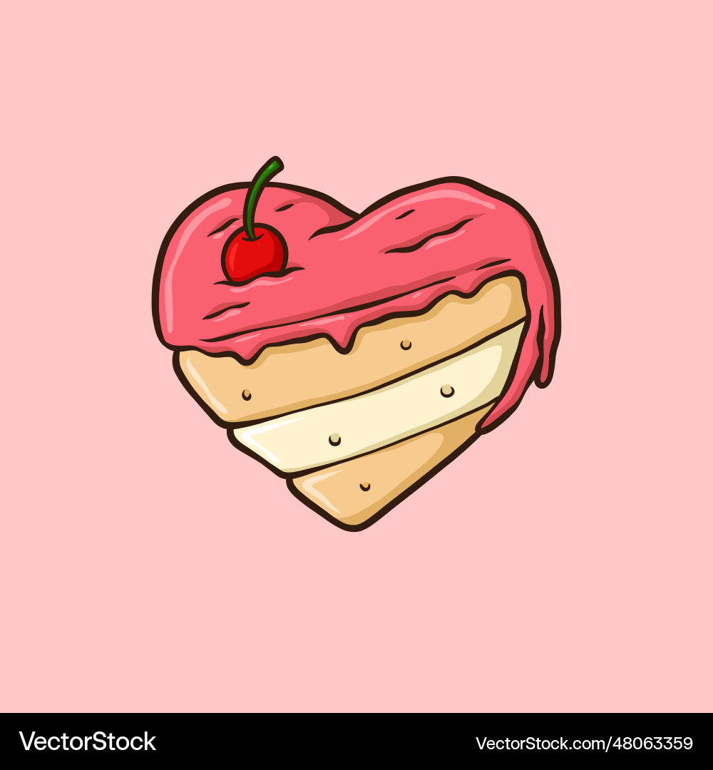 Heart shaped cake cartoon Heart shaped cake cartoon Vector Image