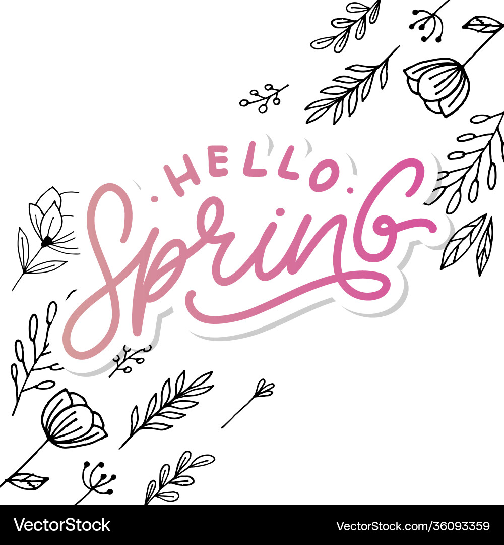 Hello spring flowers text background frame Hello spring flowers text background frame vector image