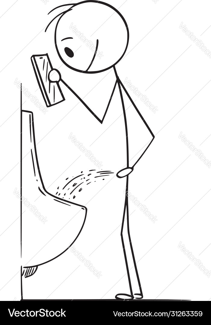 Man Using Phone in Toilet Vector Image