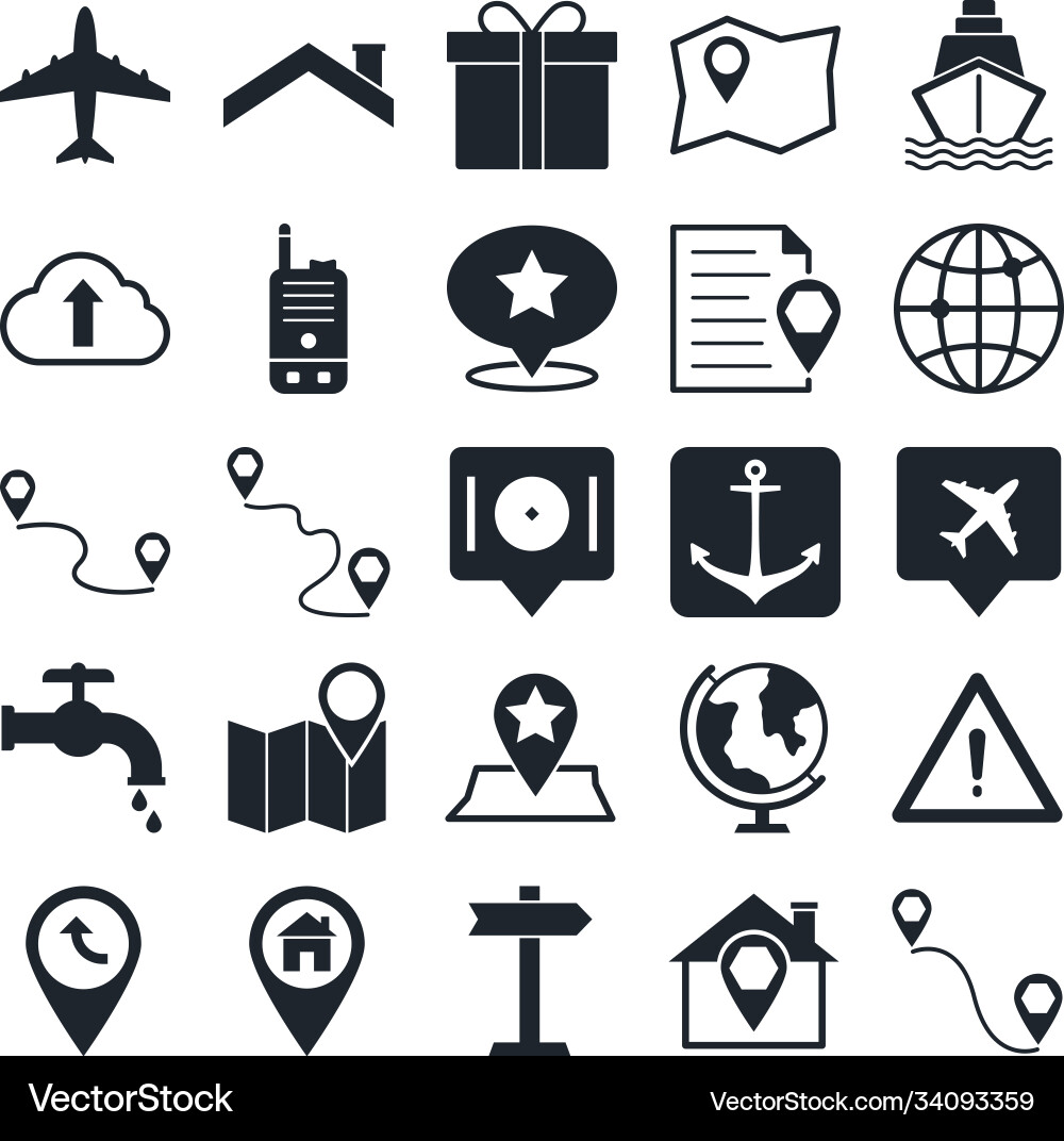 Map and navigation icons can be easily mod vector image