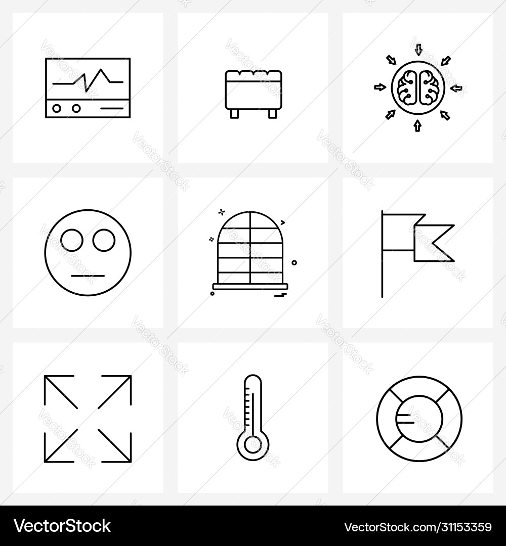Modern line 9 simple icons windows Vector Image