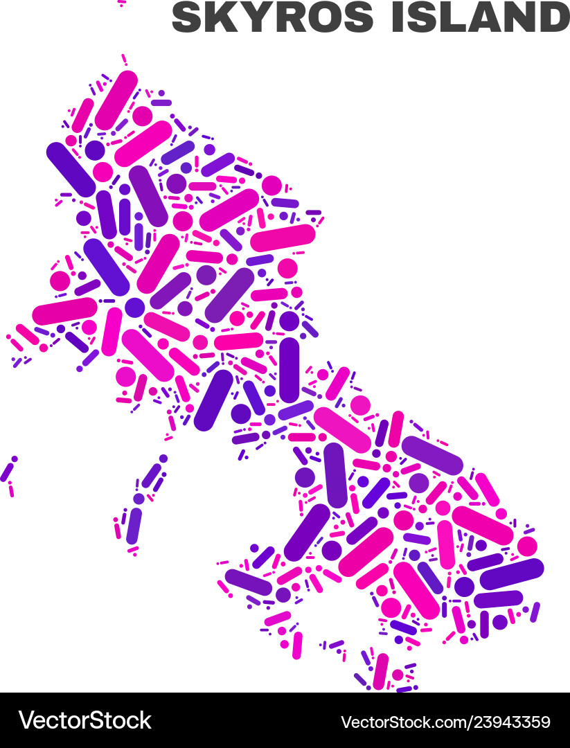 Mosaic skyros island map of dots and lines Mosaic skyros island map of dots and lines vector image